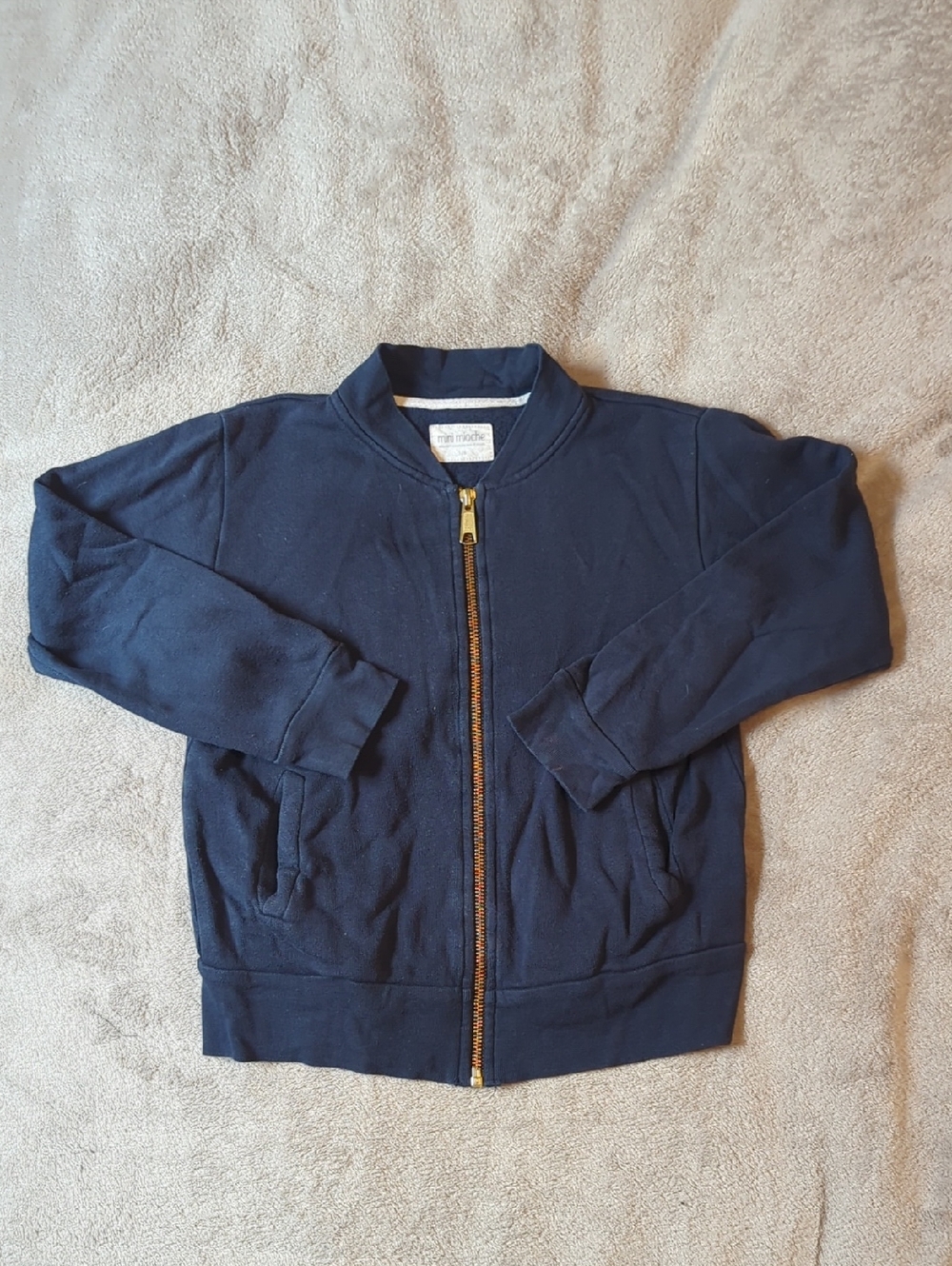 Mini Mioche Navy Zip Front Kids Jacket with Gold Zipper 5/6